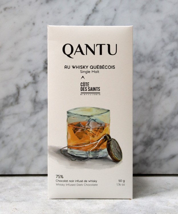 Qantu Au Whiskey Quebecois 75% Dark Chocolate, 50g