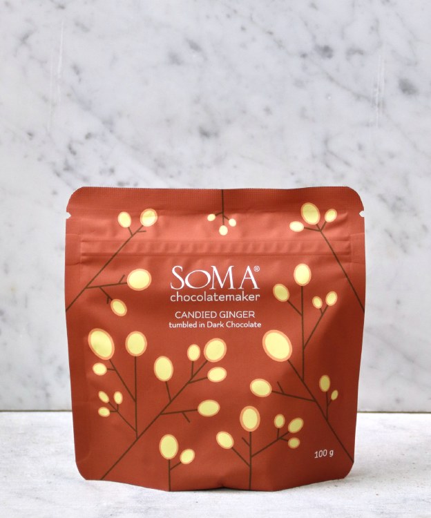 SOMA Candied Ginger tumbled in Dark Chocolate, 100g