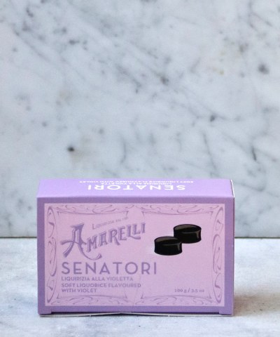 Amarelli Senatori Soft Licquorice Flavored With Violet, 100g