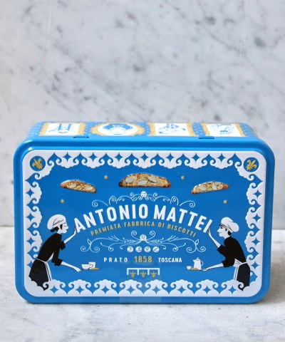 Antonio Mattei Almond Biscotti Blue Holiday Tin, 300g