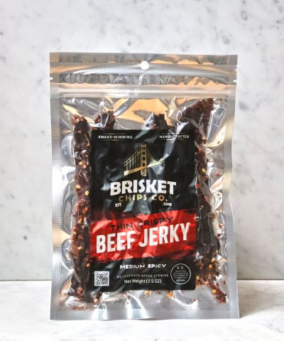 Brisketchips Thin Crispy Medium Spicy Beef Jerky, 2.5oz