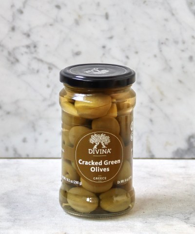 Divina Cracked Green Olives, 6oz