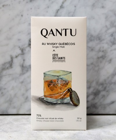 Qantu Au Whiskey Quebecois 75% Dark Chocolate, 50g