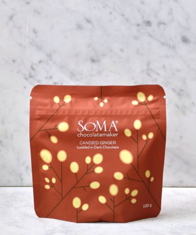 SOMA Candied Ginger tumbled in Dark Chocolate, 100g
