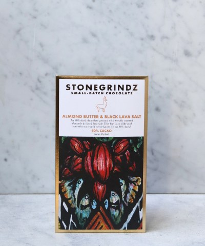 Stonegrindz Almond Butter and Black Lava Salt 80% Bar, 57g