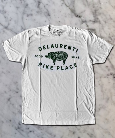 DeLaurenti Classic Pig T-Shirt - White/Green