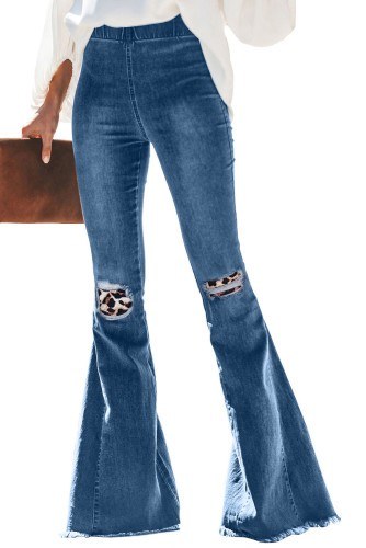 Leopard patch stretch Bell Bottoms - CAHOOTS