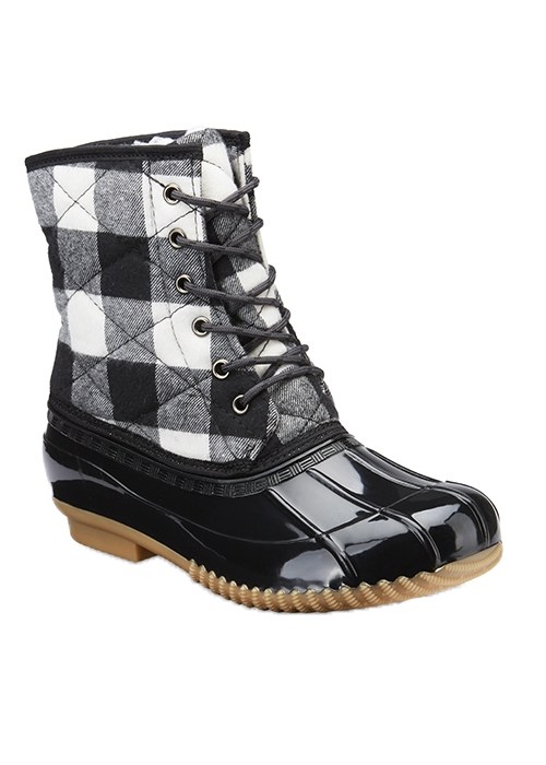 buffalo plaid duck boots
