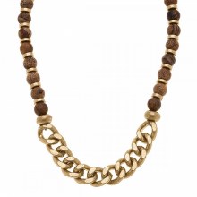 Brown Bead And Chain Necklace