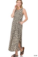 Leopard Maxi Dress Sm Olive