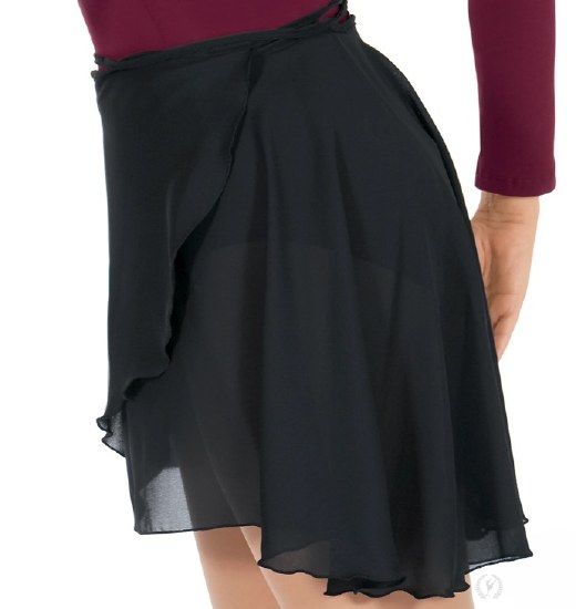Eurotard Plus Size High Low Chiffon Wrap Skirt 10126P O/S BLK
