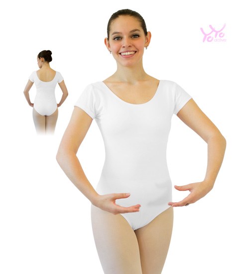 YoYo Active Cap Sleeve Leotard 111A XS WHT
