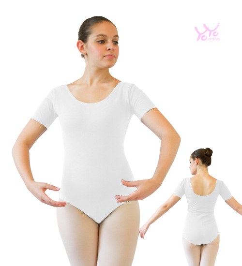 YoYo Active Short Sleeve Leotard 121A LG WHT