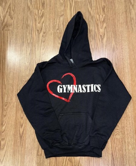 MAK Designs Love Gymnastics Pull Over Hooded Sweatshirt 18500B 882 SM BLK