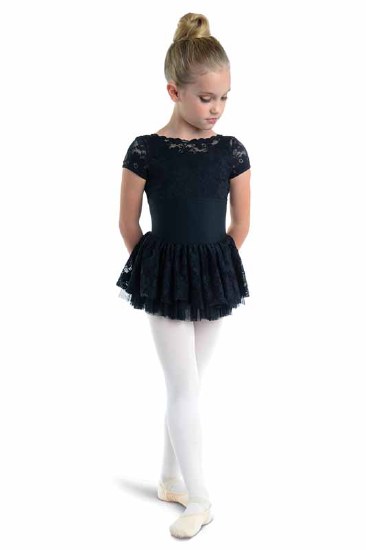 Danshuz Lace Tutu Dress 21203C 6-7 BLK