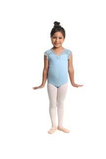 Danshuz Cap Sleeve V-Neck Leotard 23104C 6-7 BLUE