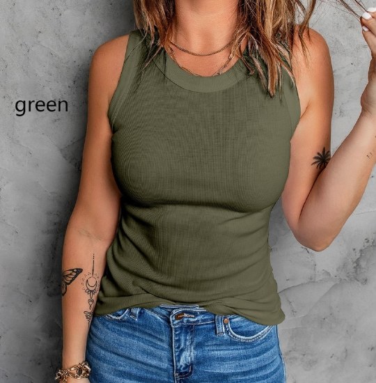 Full Time Purchase Sleeveless Basic Tank 501 MED GREEN