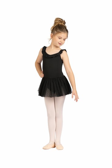 Danshuz Ruffle Trim Skirted Leotard 25206C 6-7 BLK