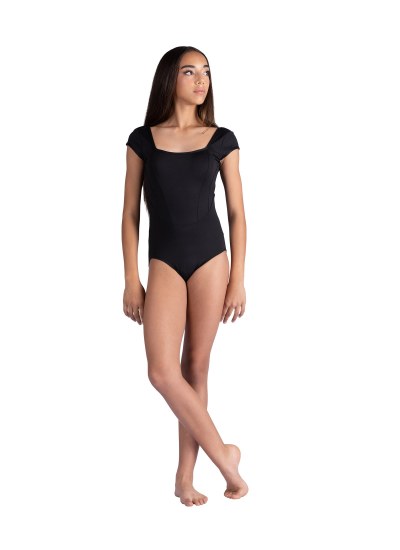 Danshuz Square Neck Cap Sleeve Leotard 26107A XSM BLK