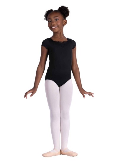 Danshuz Ruffle Cap Sleeve Leotard 26113C 4-6 BLK