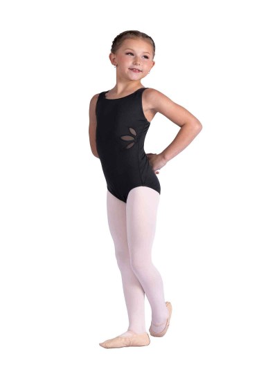 Danshuz Floral Cutout Tank Leotard 26118C 4-6 BLK
