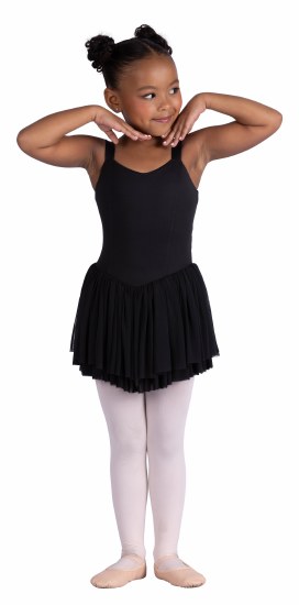 Danshuz Wide Strap Ruffle Skirted Leotard 26200C 4-6 BLK
