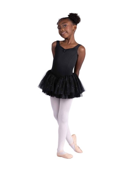 Danshuz Glitter Tank Skirted Leotard 26205C 4-6 BLK