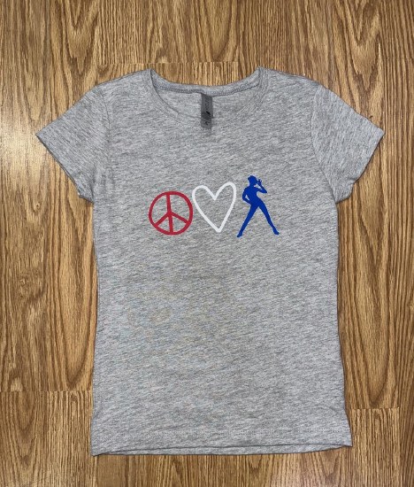 MAK Designs Peace Love Dance Baby Doll Tee 3710C 902 XSM GREY