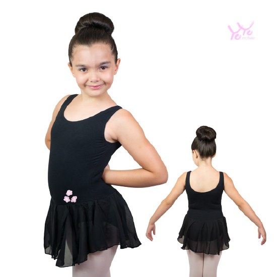 YoYo Active Tank Dress with Pink Rosettes 413C 2-4 BLK