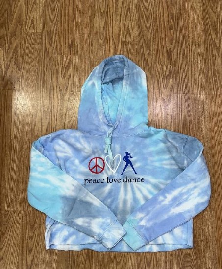 MAK Designs Peace Love Dance Tie Dye Cropped Hoodie 8333A 902 XSM LAG