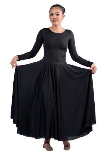 Pozewear Long Sleeve Dance Dress A503 XSM BLK