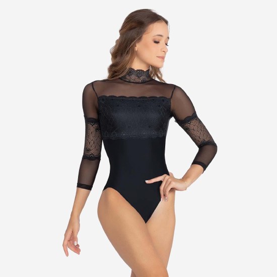 So Danca Mock Neck Long Sleeve Leotard BY53 SM BLK