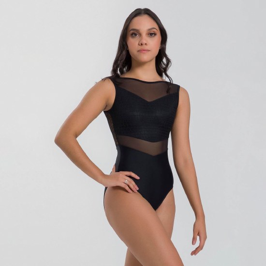 So Danca High Neck Mesh Leotard BY68 XSM BLK