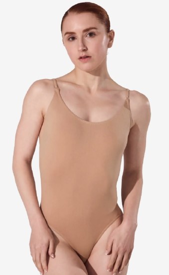 Capezio Seamless Cami Leo w/ Nude &amp; Clear Straps 3680 SM NUD