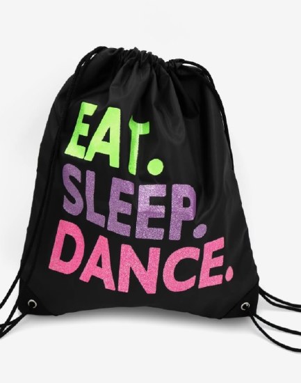 Capezio Eat Sleep Dance Drawstring Bag B292 O/S BLK