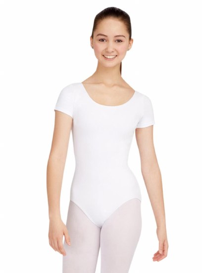 Capezio Short Sleeve Leotard CC400 LG WHT
