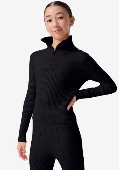 Capezio Knit Quarter Zip CK11015W XXS BLK