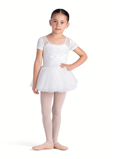 Bloch Cap Sleeve Tutu Leotard CL5242 6-7 WHT