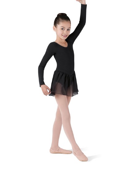 Bloch Long Sleeve Skirted Leotard CL5309 2-4 BLK