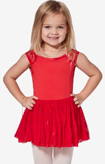 Capezio Bow Mesh Back Skirted Leotard F12428C 6-7 RED