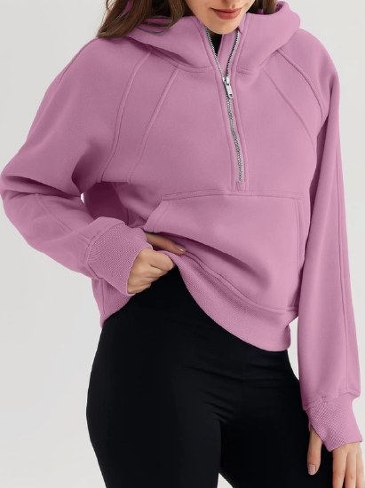 Full Time Purchase Half-Zip Fleece Hooded Pullover MD9018 SM PNK