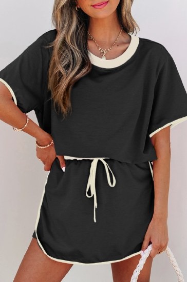 Full Time Purchase Two Piece Skirt Set LC631178 SM BLK