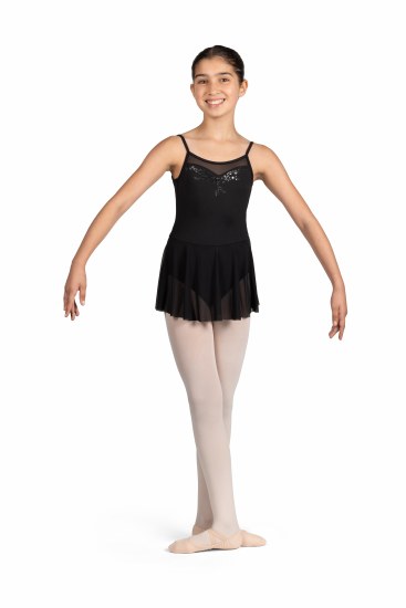 Mirella Scoop Neck Skirted Leotard M1247C 6-7 BLK