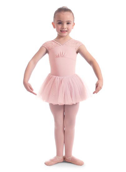 Mirella Lace Cap Sleeve Tutu Leotard M1544C 8-10 PNK