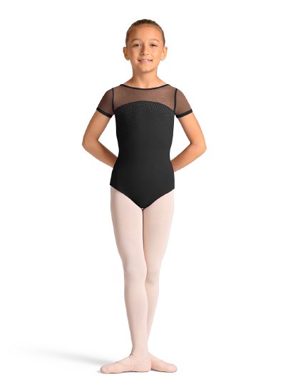 Mirella Strap Back Short Sleeve Leotard M20008C 8-10 BLK