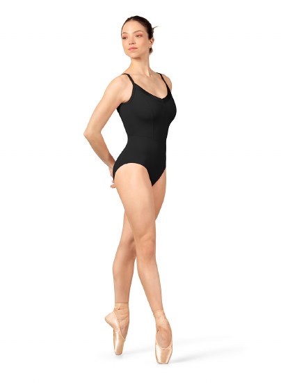 Mirella Shiny Mesh Cami Leotard M2195LM LG BLK