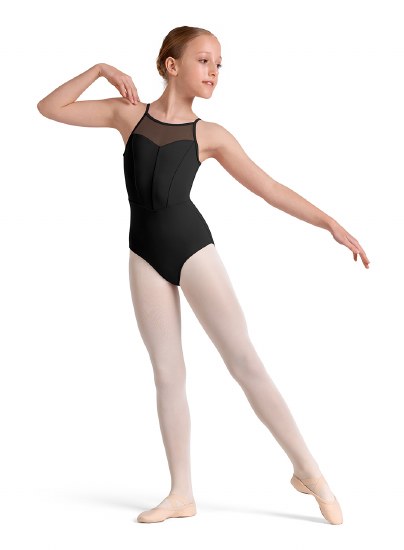 Mirella Keyhole Halter Leotard M40002C 12-14 BLK