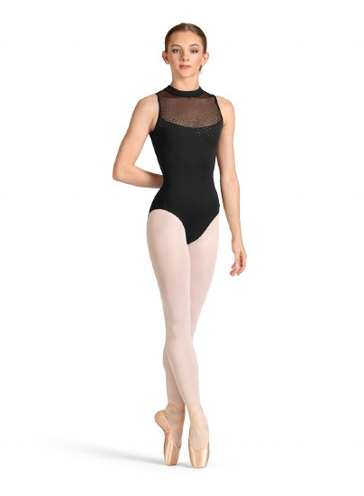 Mirella Mock Neck Zip Back Leotard M40004LM XSM BLK