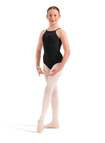Mirella Embroidered Halter Leotard M40007C 8-10 BLK