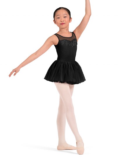 Mirella Embroidered Tank Tutu Leotard M50011C 2-4 BLK